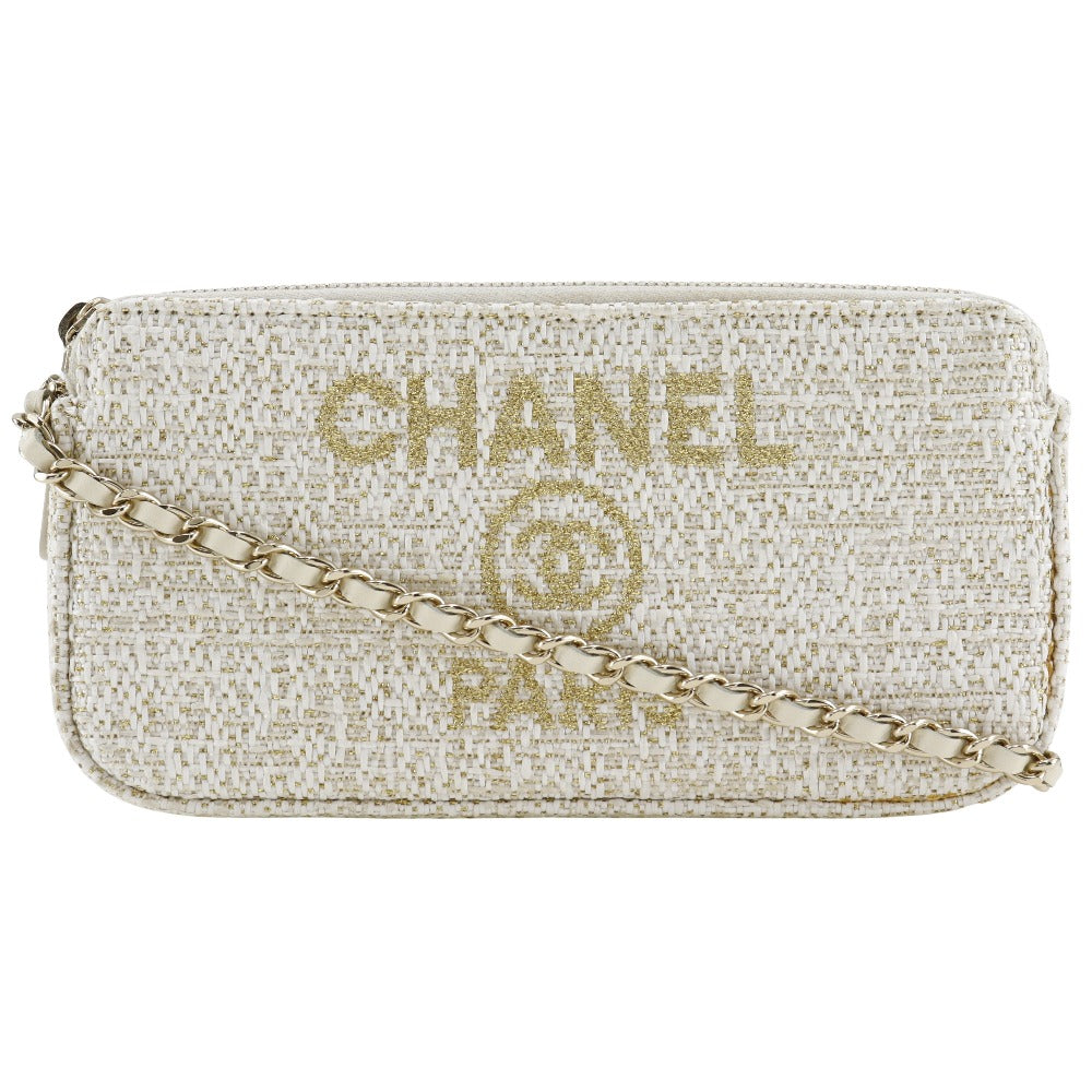 Chanel Tweed Deauville Chain Shoulder Bag Classic Flap
