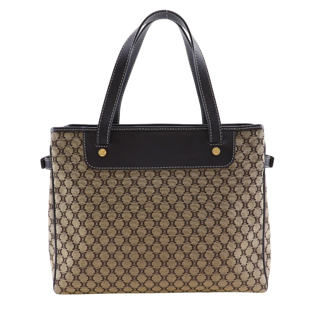 CELINE Handbag Canvas, Calfskin Brown Macadam Women