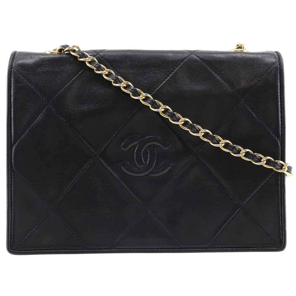 CHANEL Shoulder Bag lambskin black Matrasse Diamond stitch ChainShoulder Women