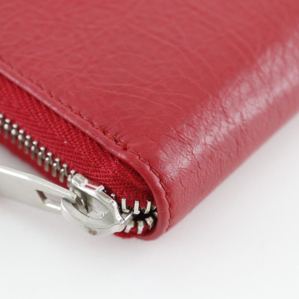 BALENCIAGA Long Wallet Purse 541996 Calfskin Red Zip Around Women