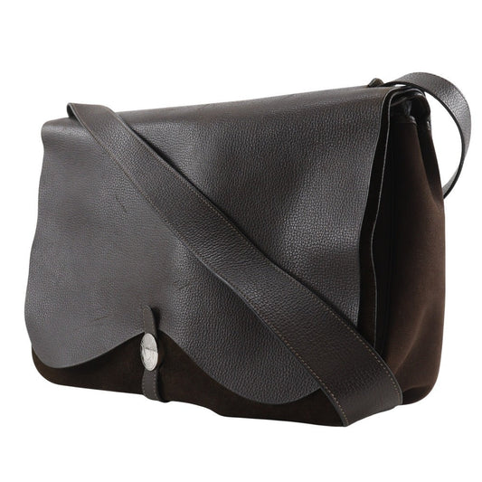 HERMES Shoulder Bag Vache Liegé, Toile H Brown Sac Colorado GM