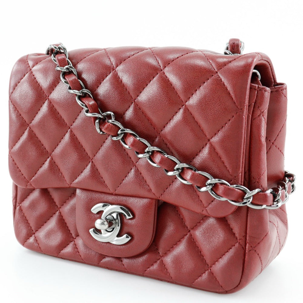 CHANEL Shoulder Bag lambskin Red Matrasse Mini ChainShoulder Women