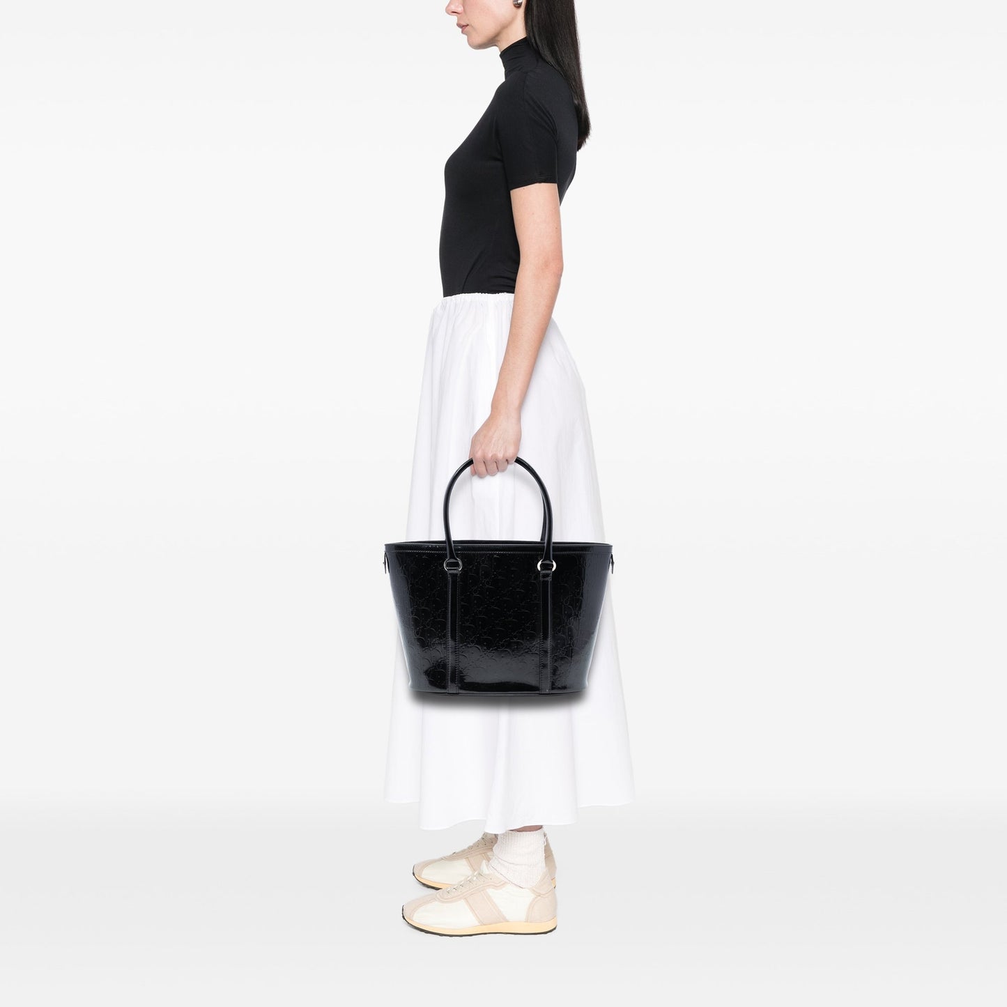 Black Dior Diorissimo Trotter Patent Tote