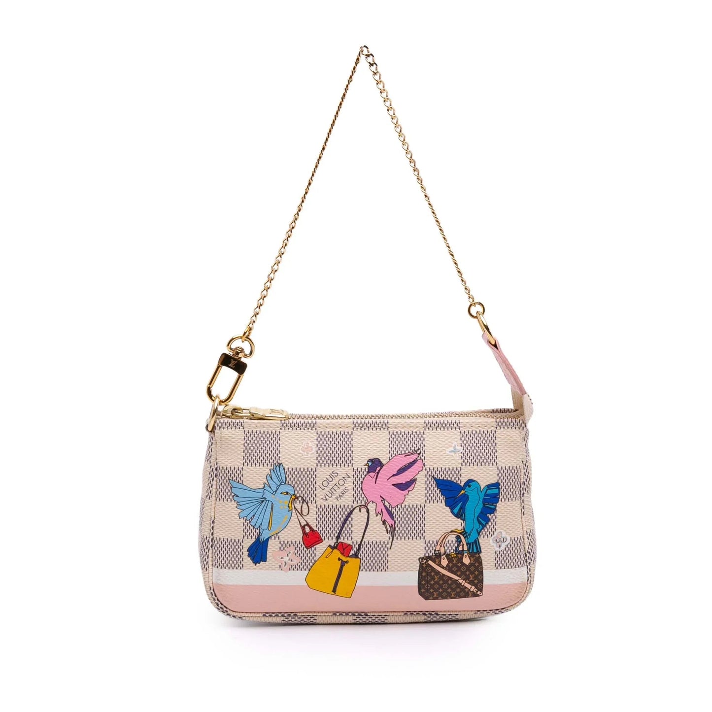 White Louis Vuitton Damier Azur Christmas Birds Mini Pochette Accessoires Handbag