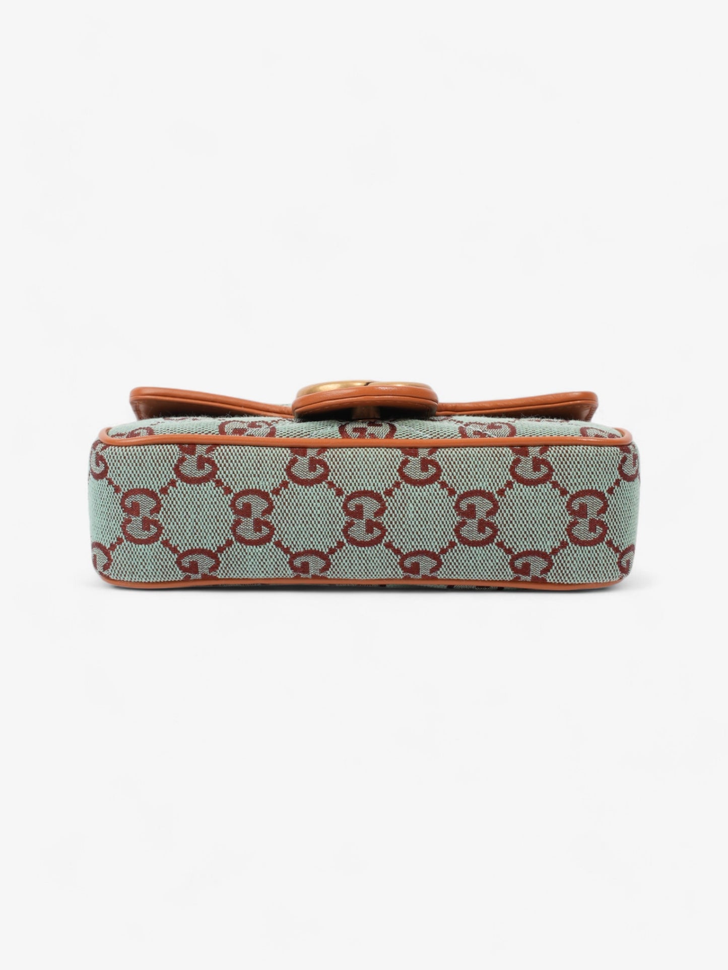 Gucci GG Shoulder Bag Pale Blue / Brown Canvas Super Mini