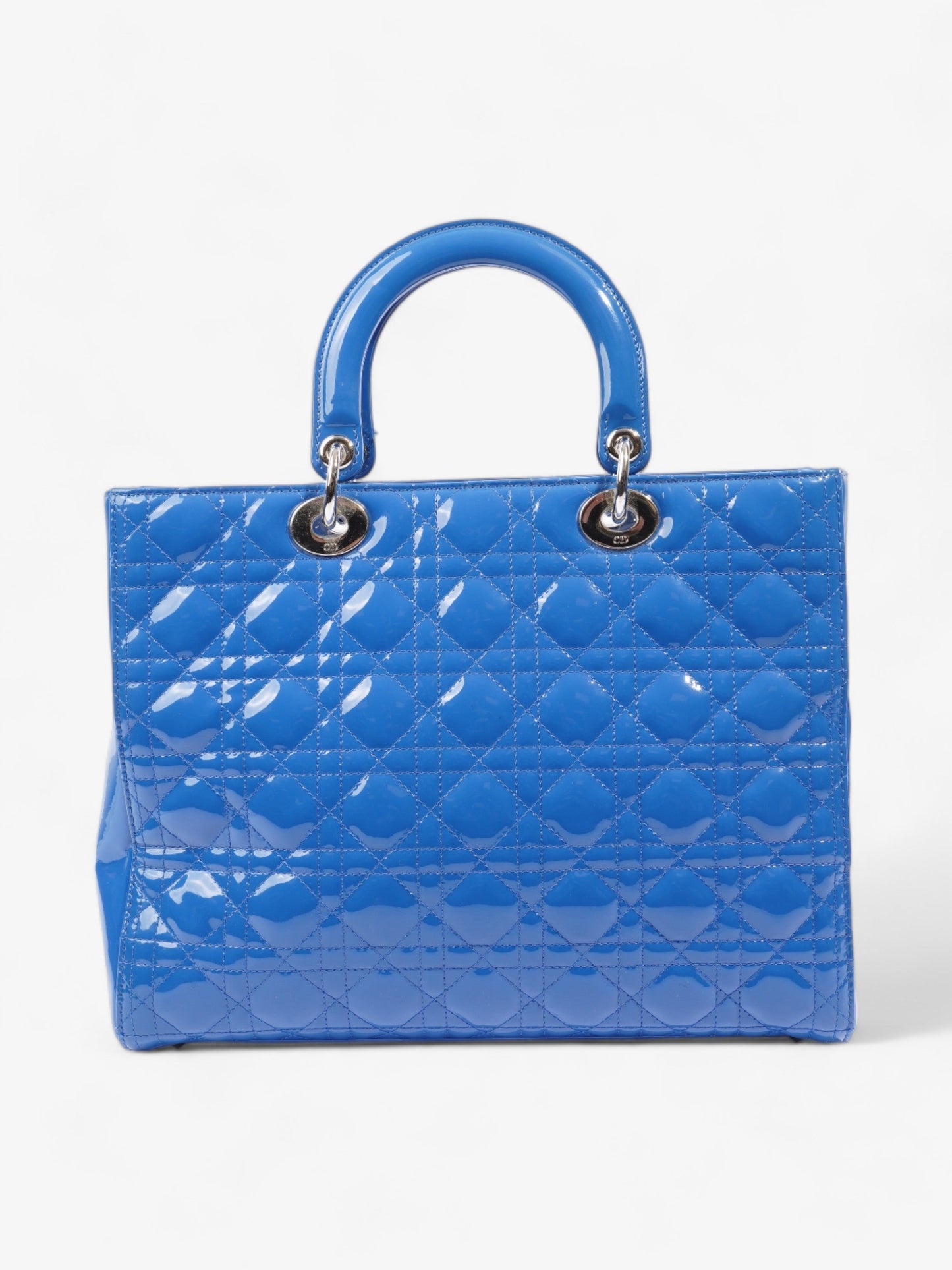 Christian Dior Lady Dior Blue Patent Leather Large