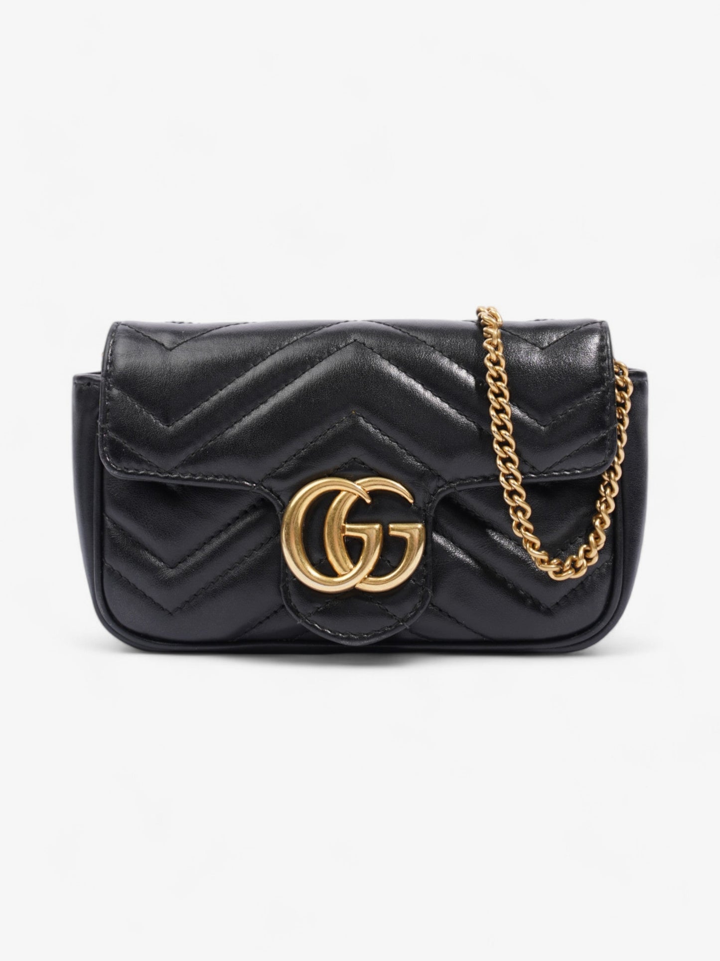 Gucci GG Marmont Black Matelasse Leather Super Mini