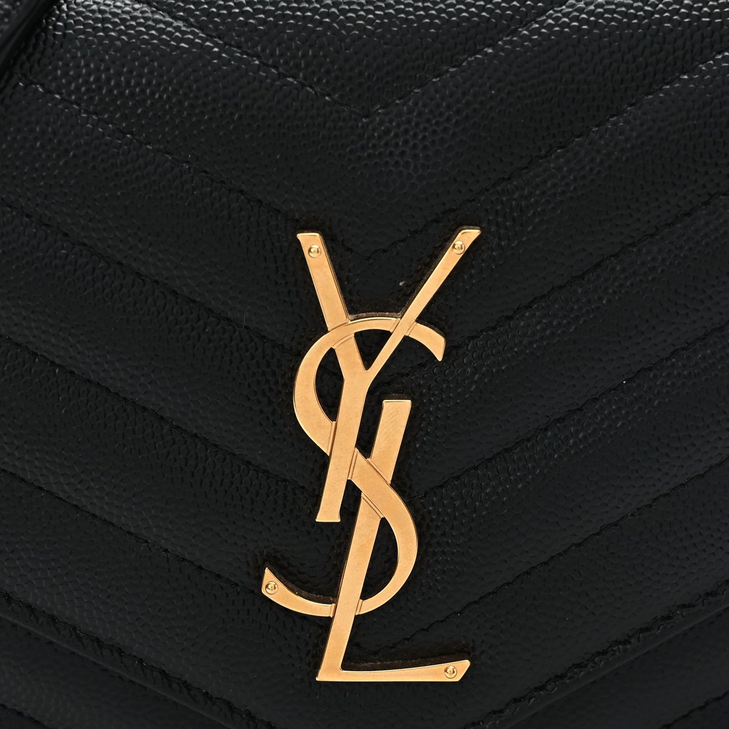 Saint Laurent Grain De Poudre Matelasse Chevron Monogram Chain Wallet Black