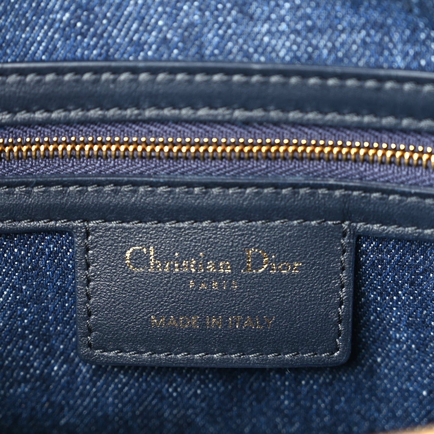 Christian Dior Denim Oblique Groove 25 Bag Blue Denim
