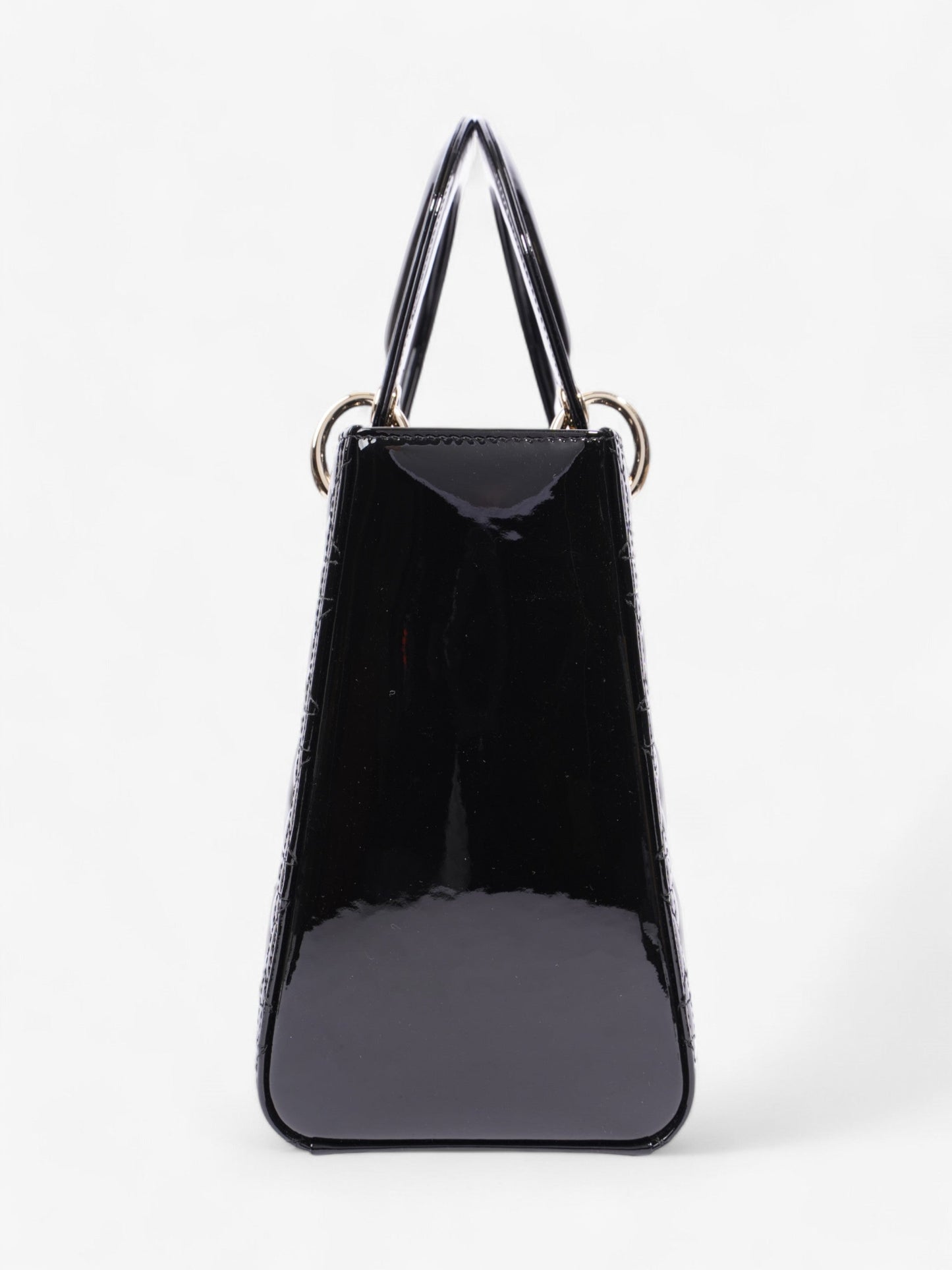 Christian Dior Lady Dior Black Patent Leather Medium