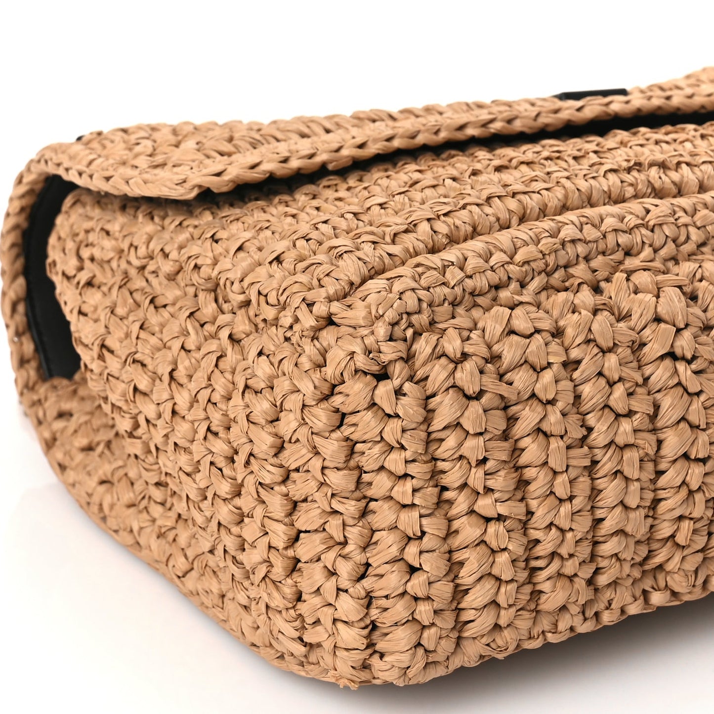 Saint Laurent Raffia Calfskin Monogram Medium Niki Chain Satchel Natural