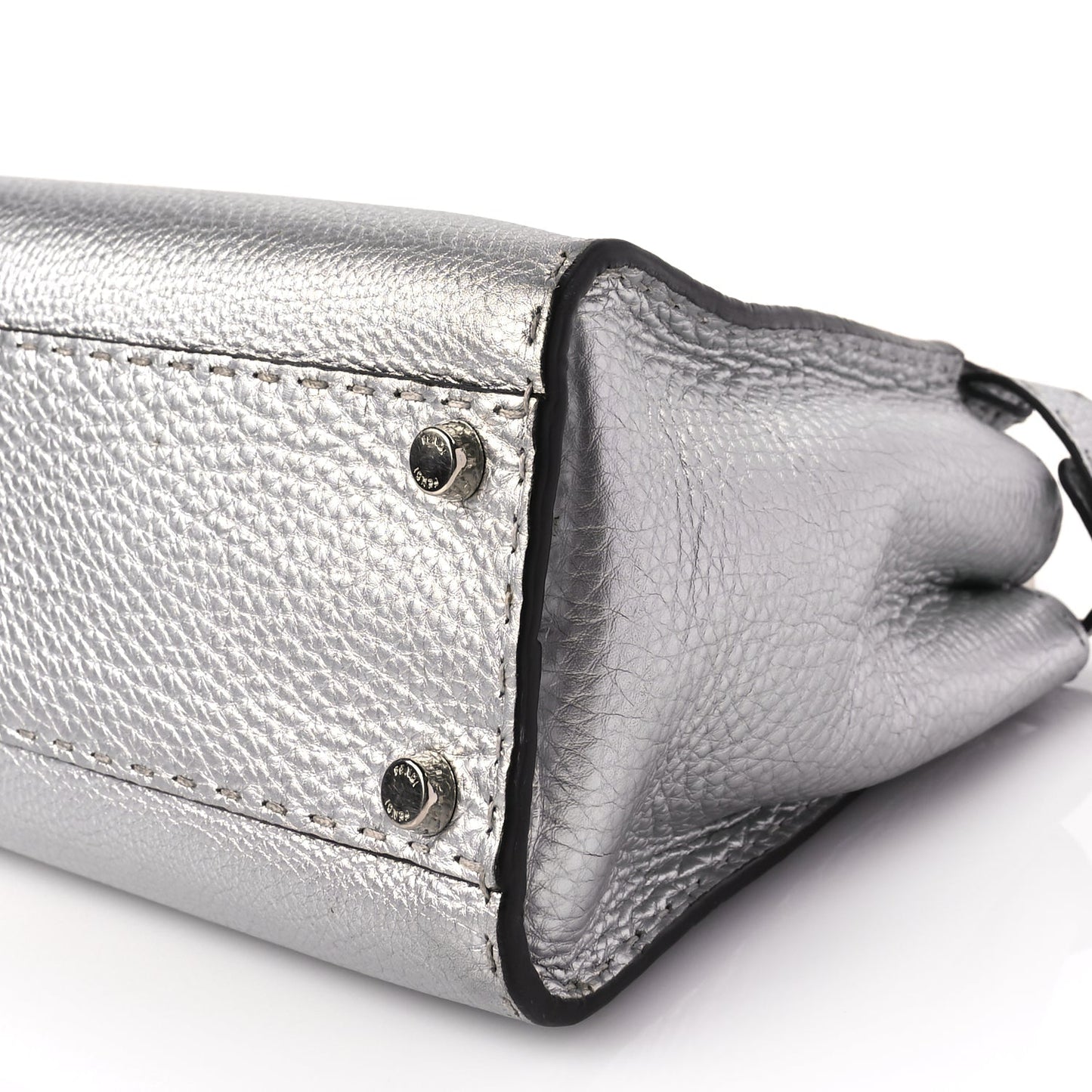 Fendi Cuoio Romano Lux Selleria Medium Peekaboo Iconic Satchel Argento