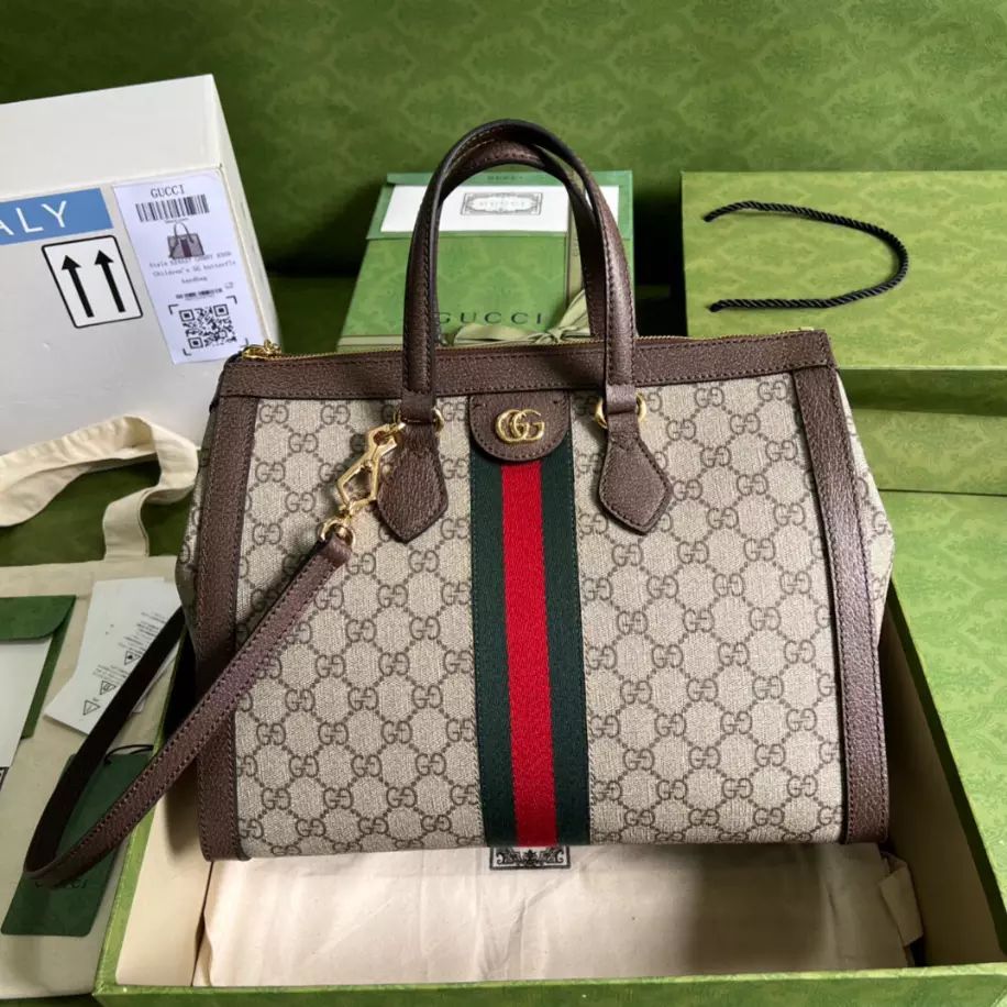 Gucci Women Handbag – Premium Quality with Complete Branded Accessories  (Brown)