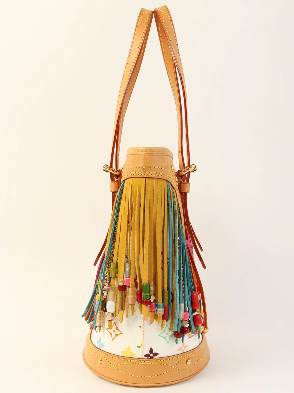 LOUIS VUITTON 2006 Made Multi Color Monogram Bucket Fringe?Blanc/Multi