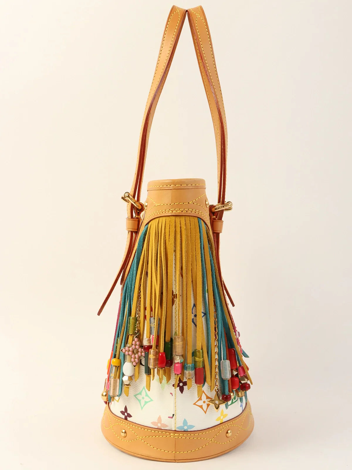 LOUIS VUITTON 2006 Made Multi Color Monogram Bucket Fringe?Blanc/Multi