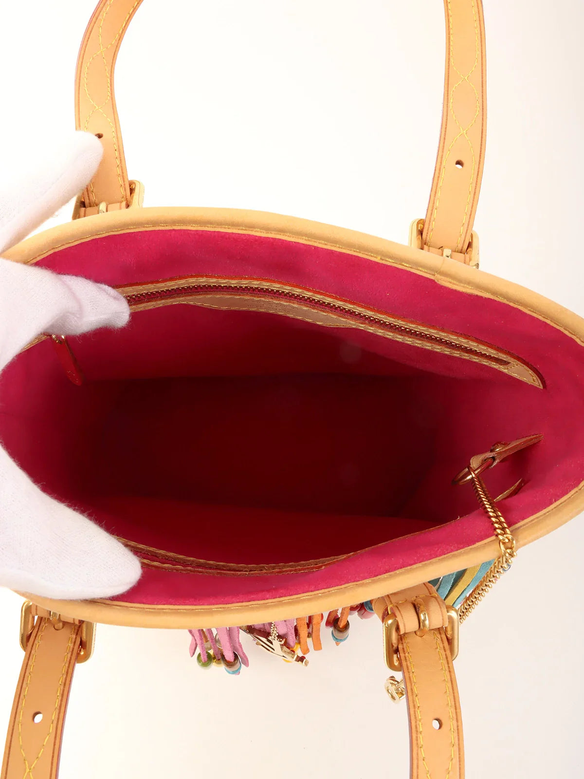 LOUIS VUITTON 2006 Made Multi Color Monogram Bucket Fringe?Blanc/Multi