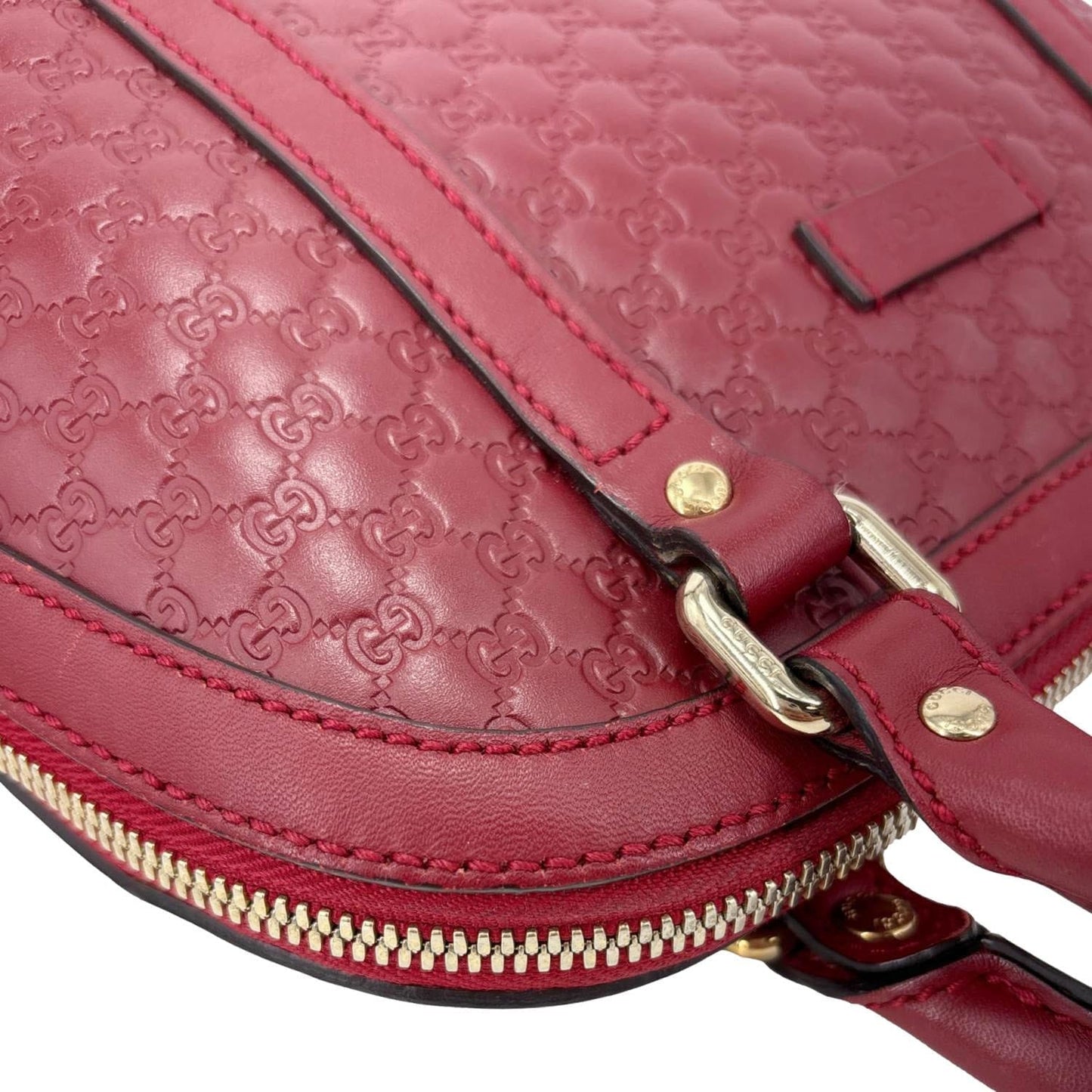 GUCCI Dome Mini Embossed Leather Crossbody Bag Red 449654