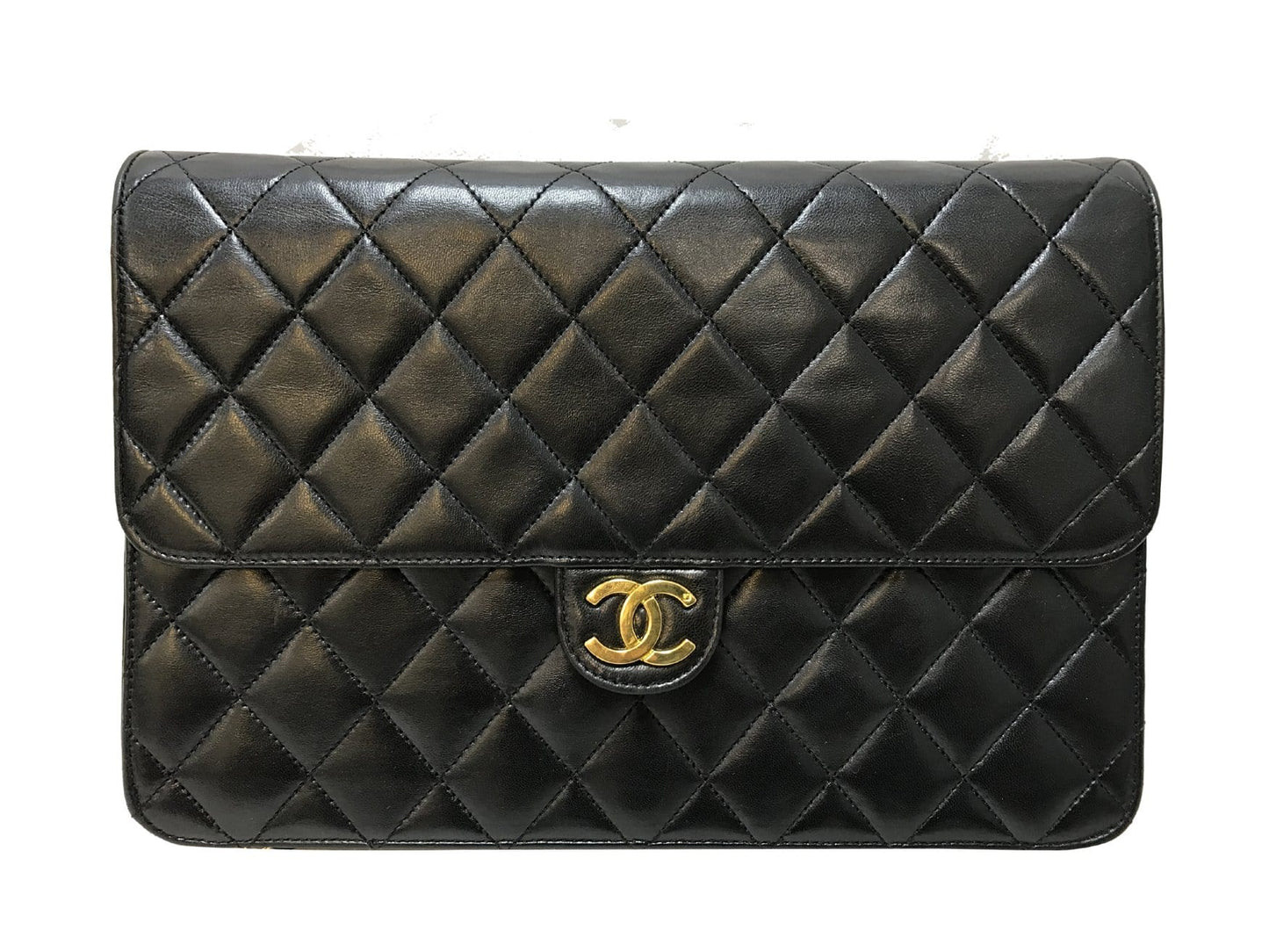 CHANEL Lamb Skin Matelasse 25 Chain Black Shoulder Bag