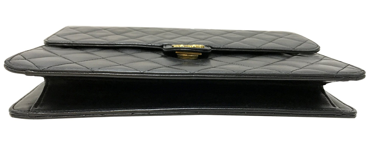 CHANEL Lamb Skin Matelasse 25 Chain Black Shoulder Bag