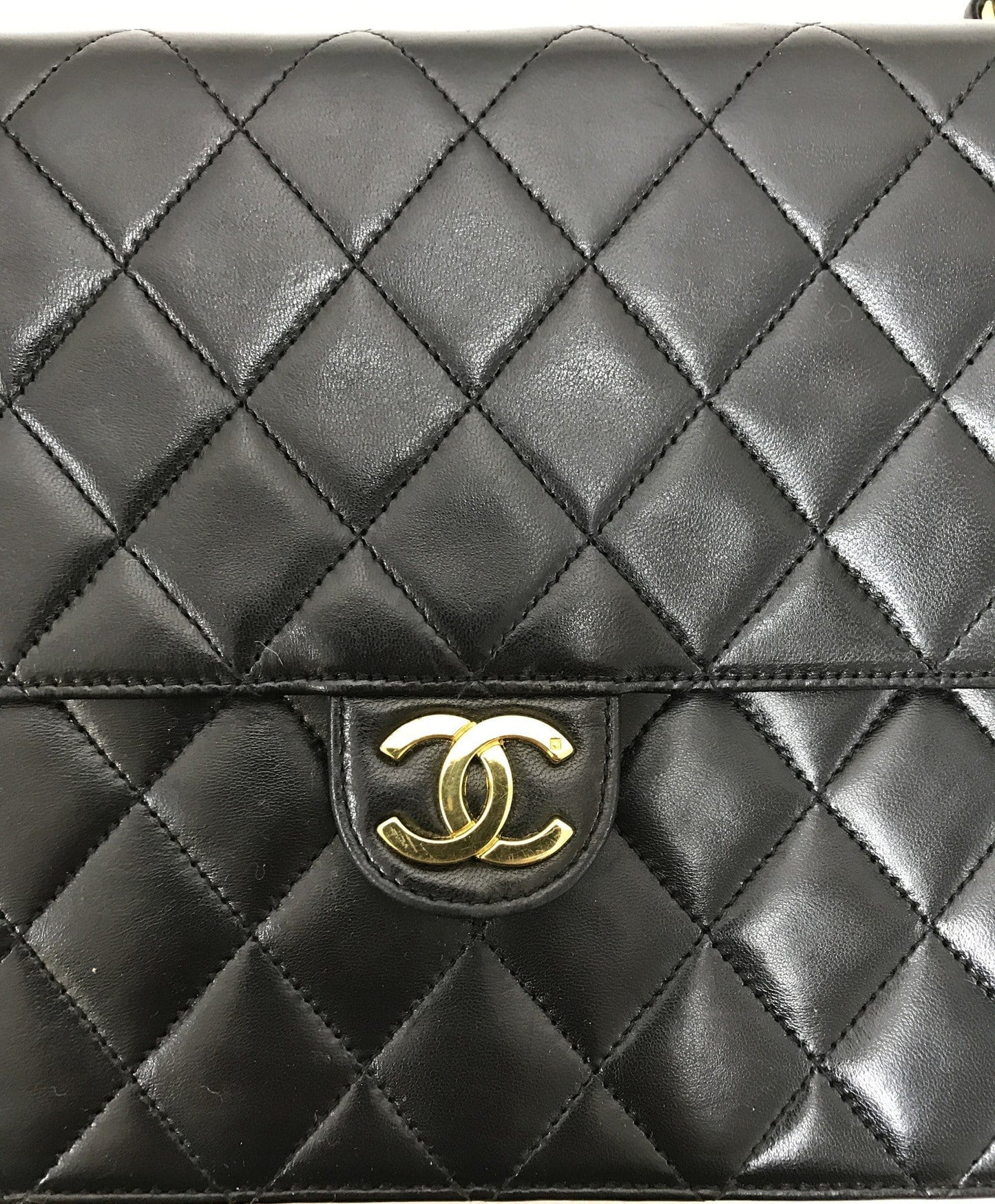 CHANEL Lamb Skin Matelasse 25 Chain Black Shoulder Bag