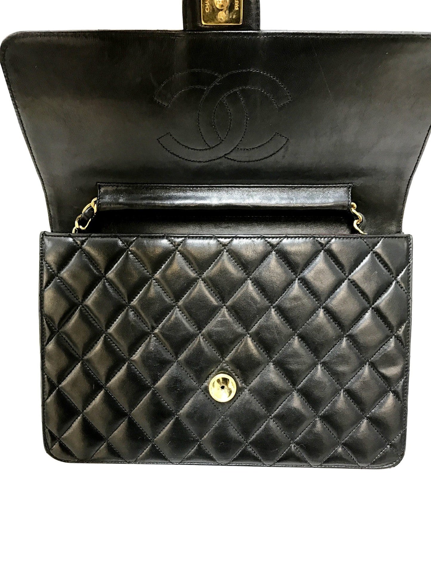 CHANEL Lamb Skin Matelasse 25 Chain Black Shoulder Bag