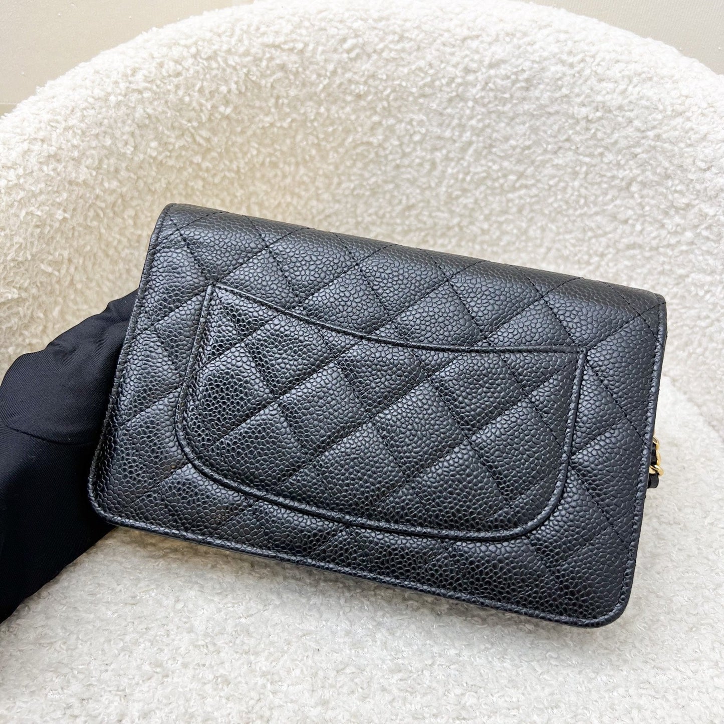 Chanel Classic Wallet on Chain WOC in Black Caviar and GHW Crossbody