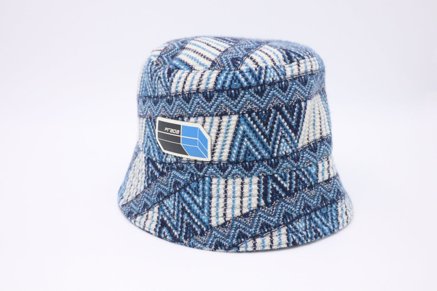 Prada Bucket Hat in Blue Wool & Cashmere