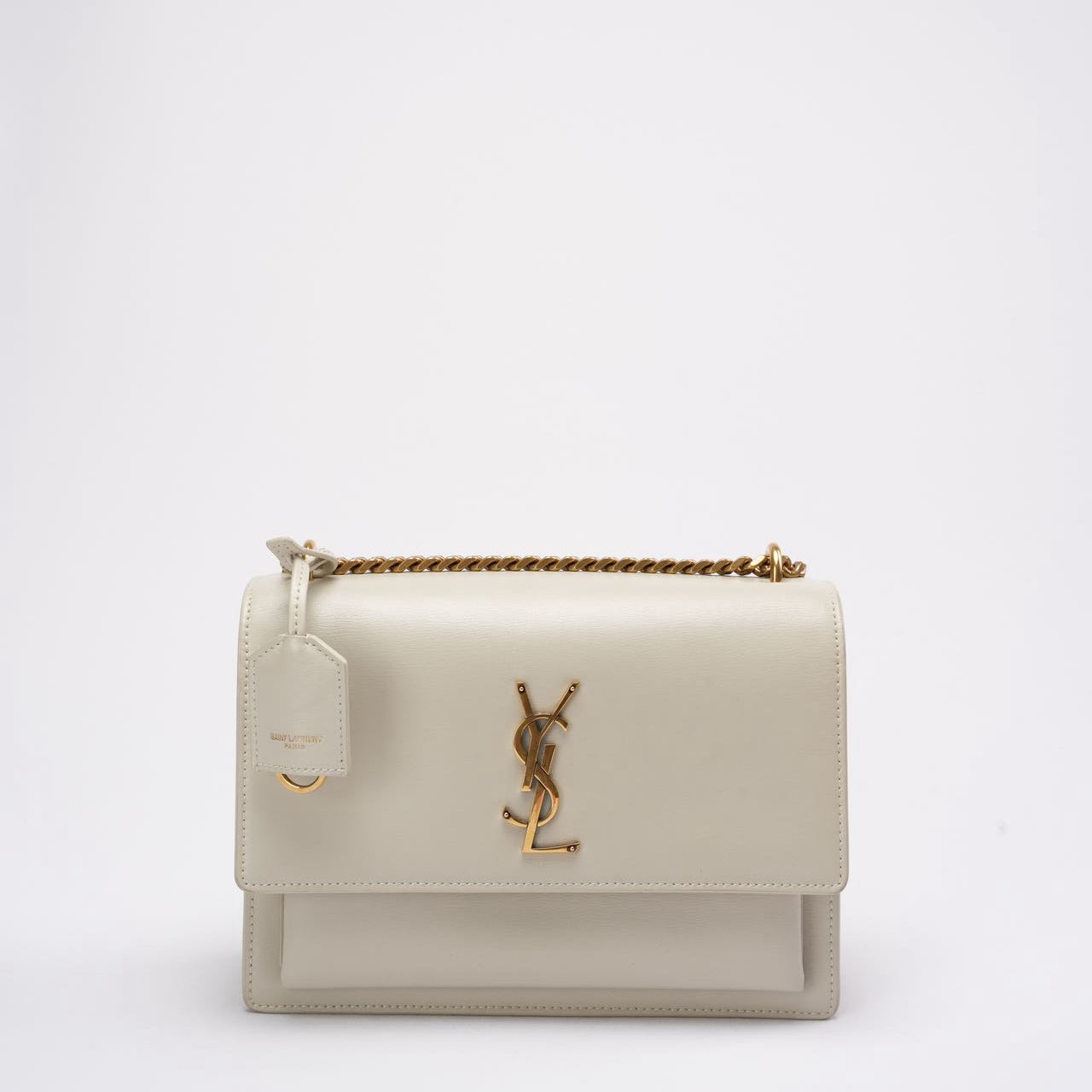 Saint Laurent White Calfskin Medium Monogram Sunset 2021