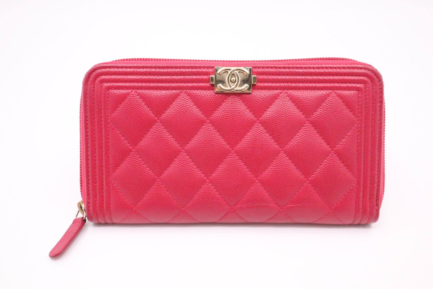 Chanel Boy Long Zippy in Pink Caviar Leather