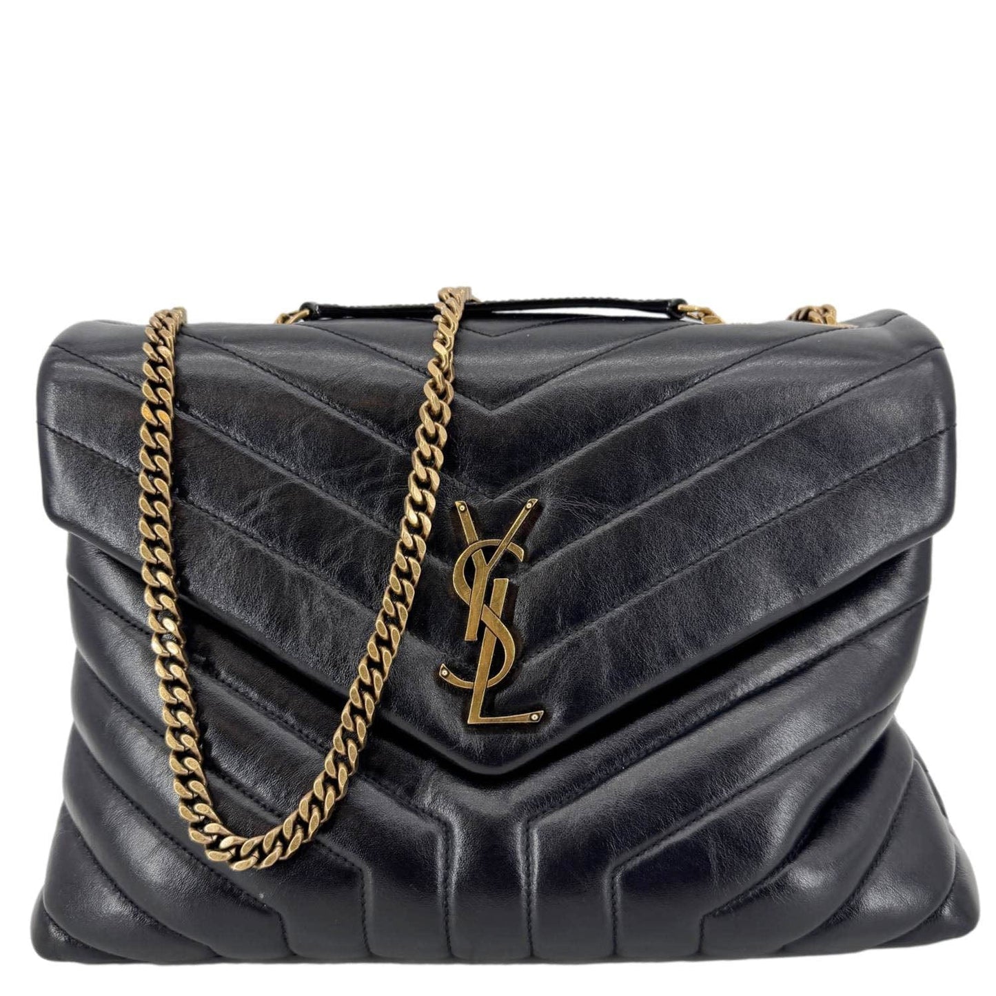 YVES SAINT LAURENT Loulou Large Matelasse Leather Chain  Shoulder Bag Black