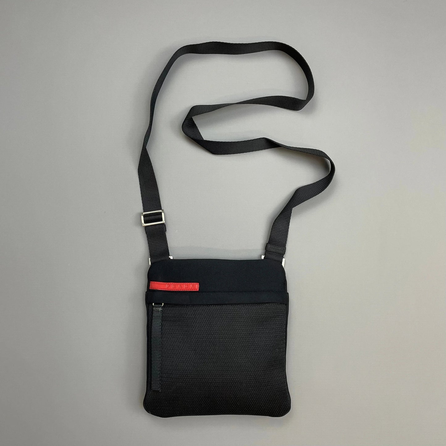 Prada Sport Black 1999 Neoprene Mesh Side Shoulder Bag