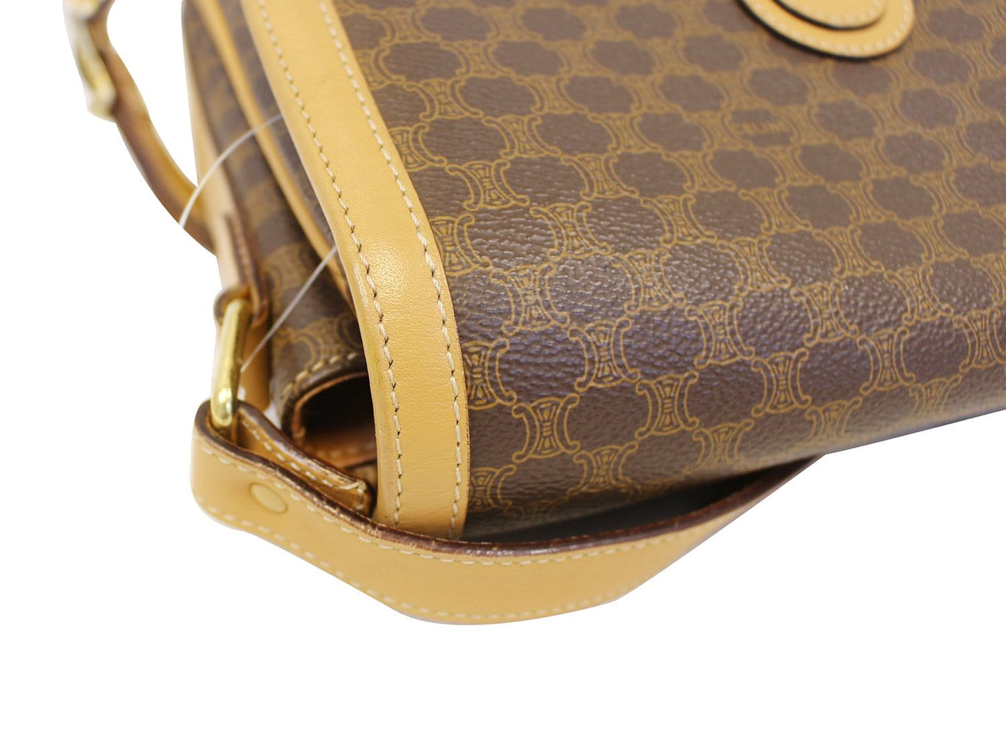 CELINE Macadam Pattern PVC Leather Brown Crossbody Bag
