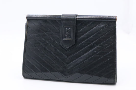 YSL Saint Laurent Clutch in Black Leather