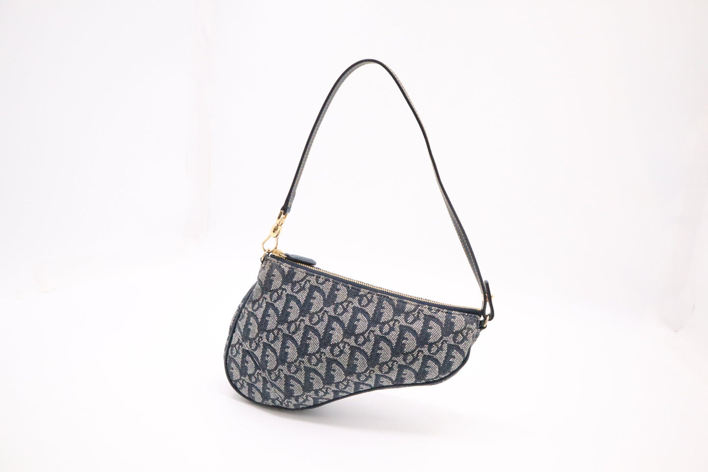 Dior Saddle Pochette in Navy Blue Oblique Canvas
