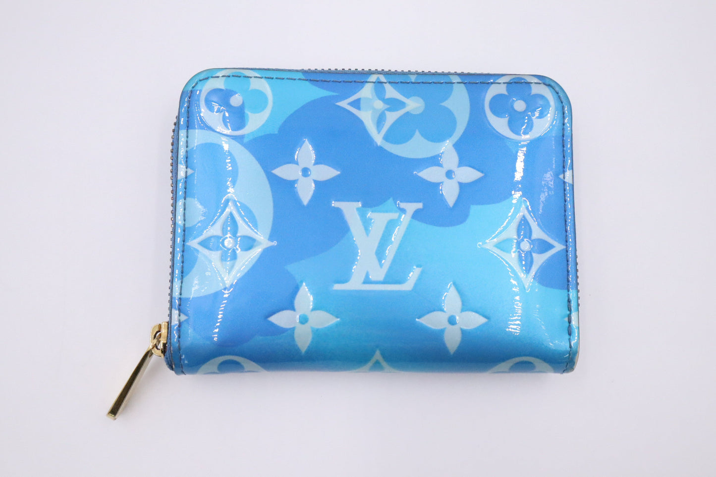 Louis Vuitton Valentine Compact Zippy Wallet in Blue Vernis Leather