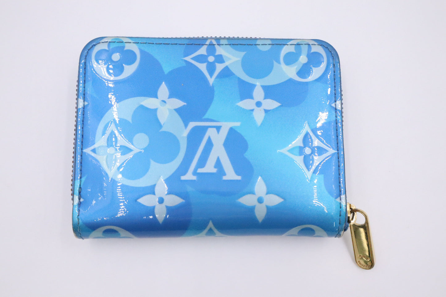 Louis Vuitton Valentine Compact Zippy Wallet in Blue Vernis Leather