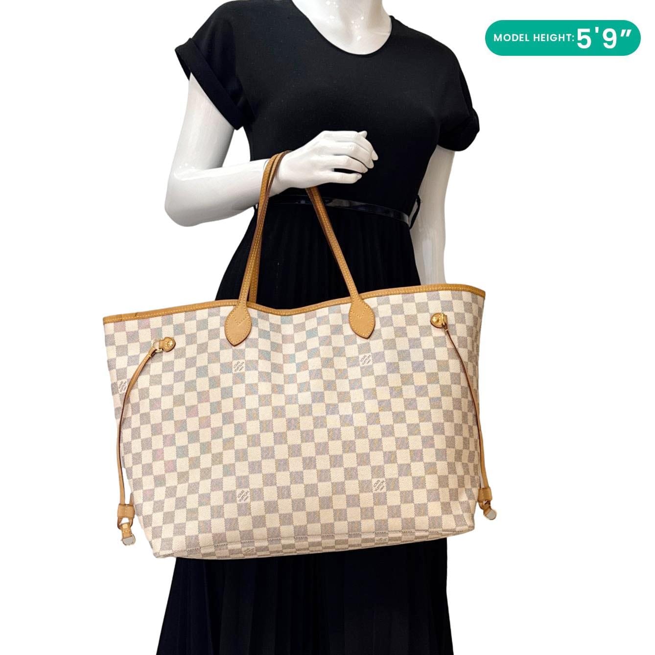 LOUIS VUITTON Neverfull GM Damier Azur Tote Shoulder Bag White