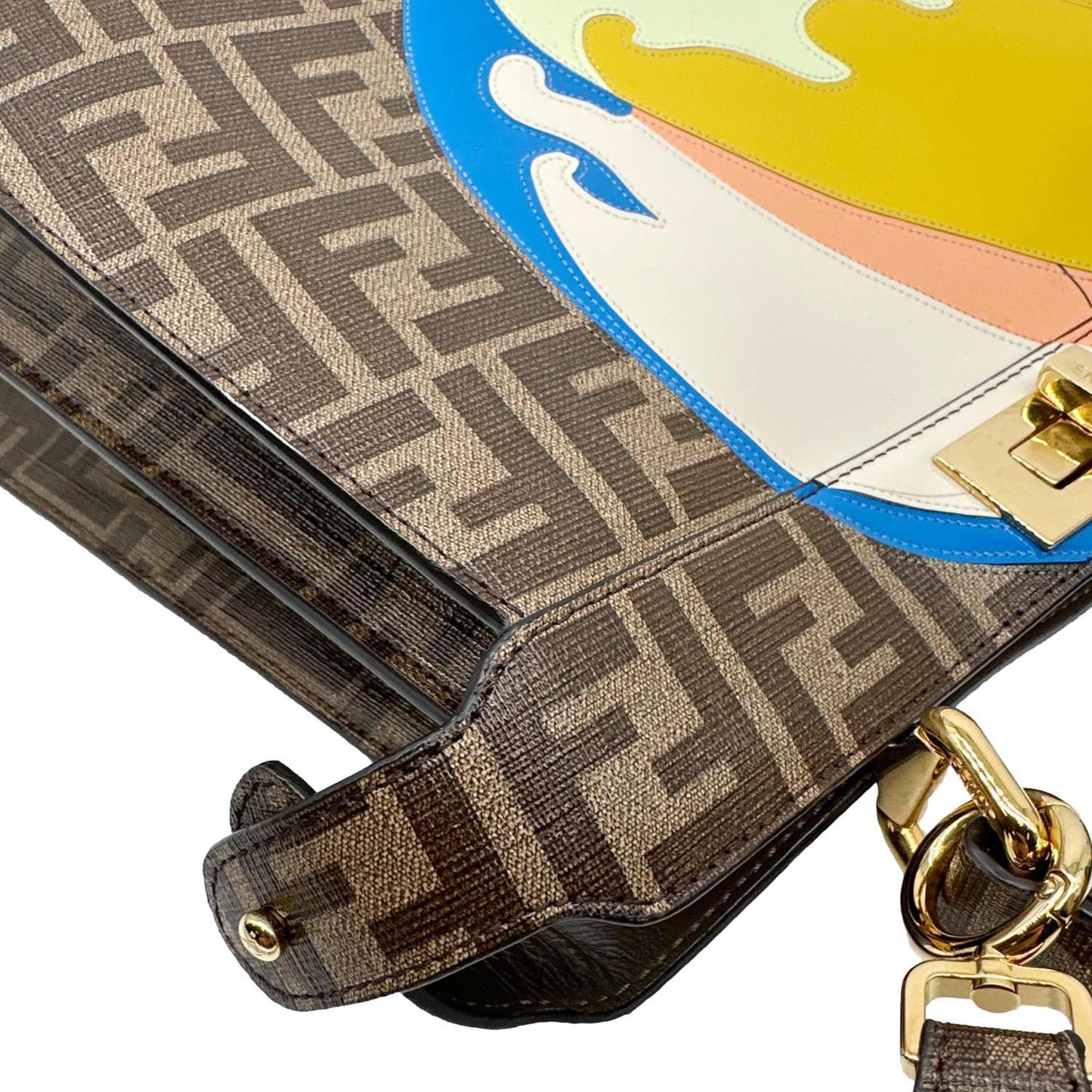 FENDI x Antonio Lopez Peekaboo I See U Medium Zucca Canvas Crossbody Bag Dark Brown