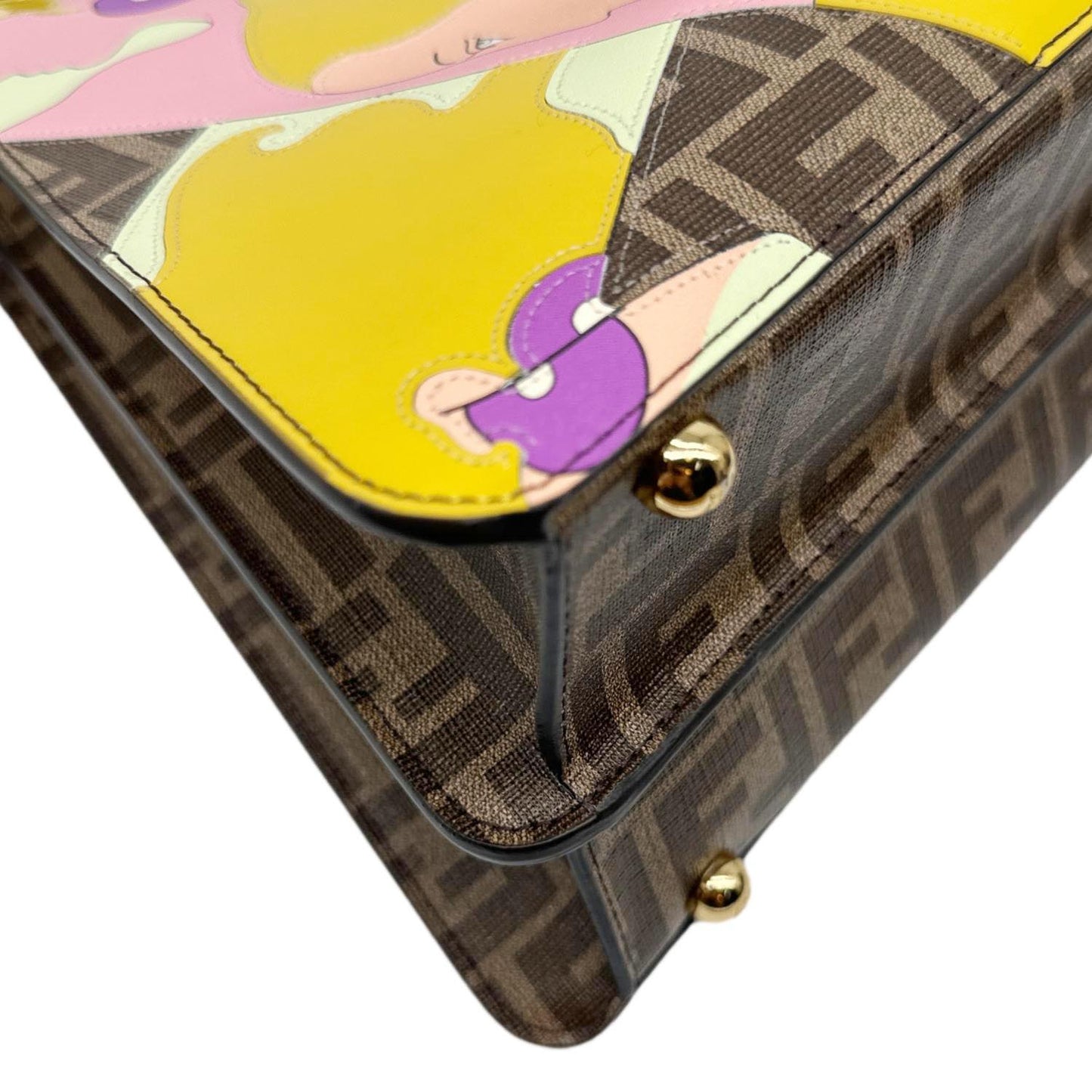 FENDI x Antonio Lopez Peekaboo I See U Medium Zucca Canvas Crossbody Bag Dark Brown