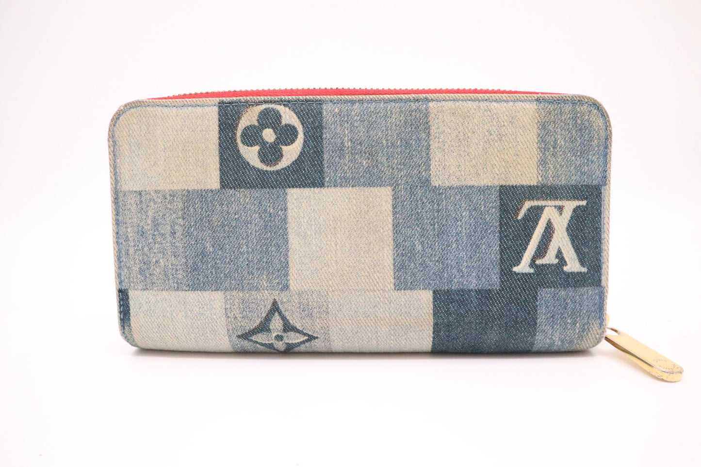 Louis Vuitton Patchwork Long Zippy Wallet in Blue Denim