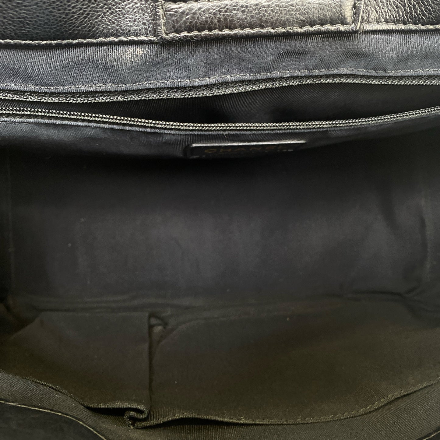 Chanel Black Quilted Caviar Leather Straight Line Tote Bag