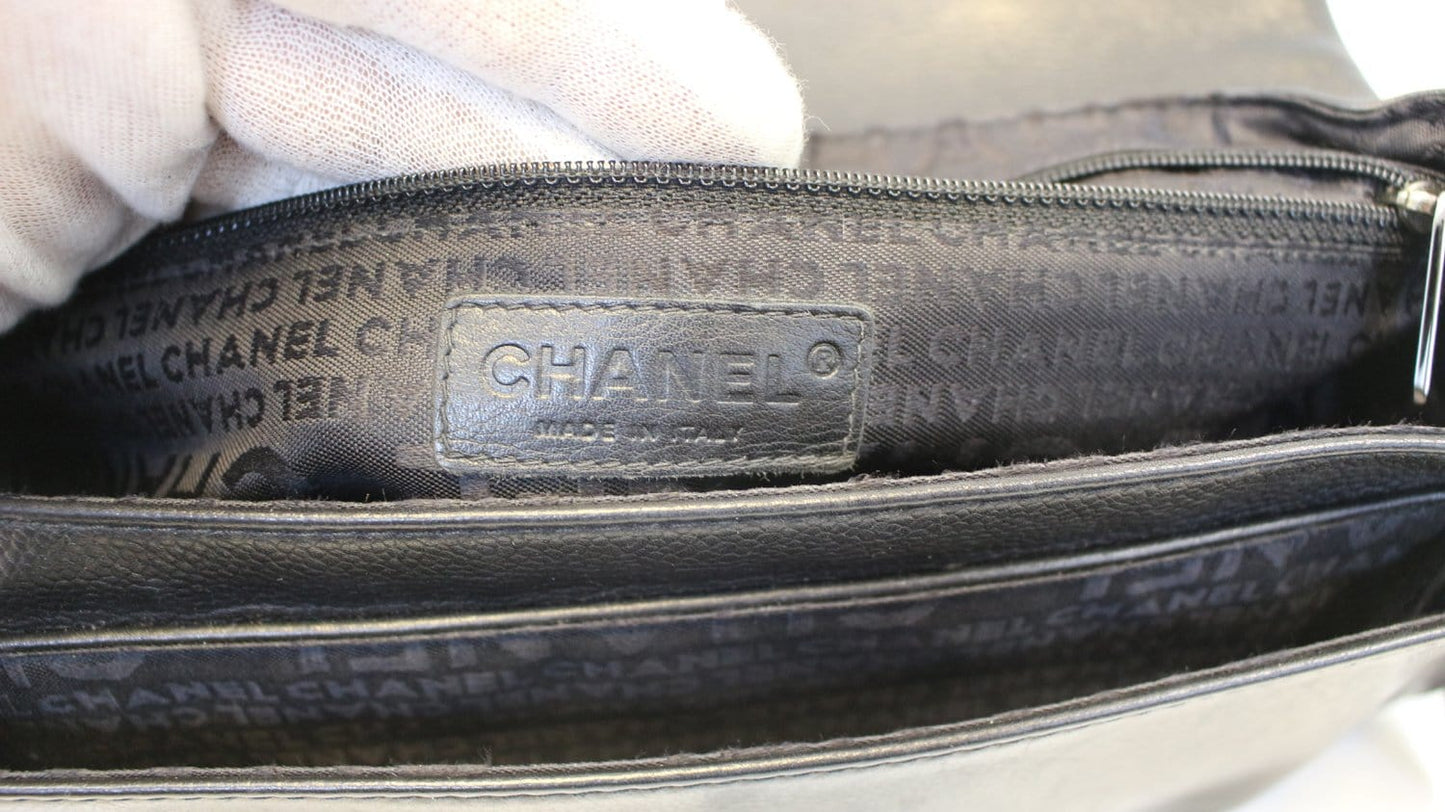 CHANEL Mademoiselle Lock Accordion Flap Caviar Medium Bag