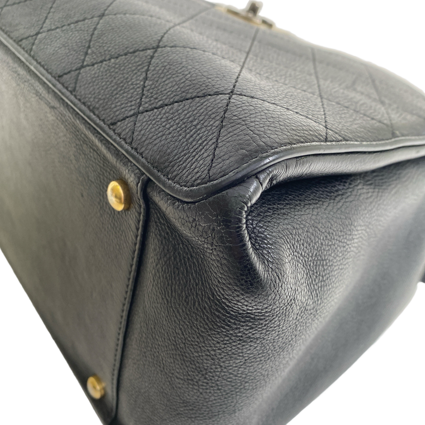 Chanel Black Quilted Caviar Leather Straight Line Tote Bag