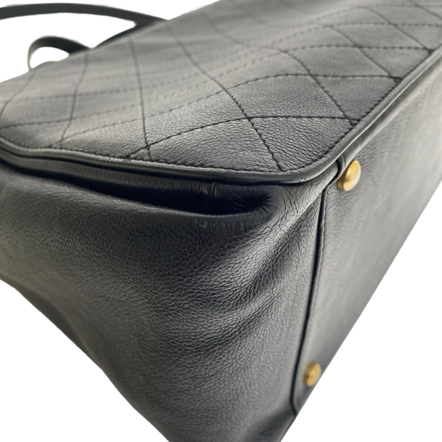 Chanel Black Quilted Caviar Leather Straight Line Tote Bag