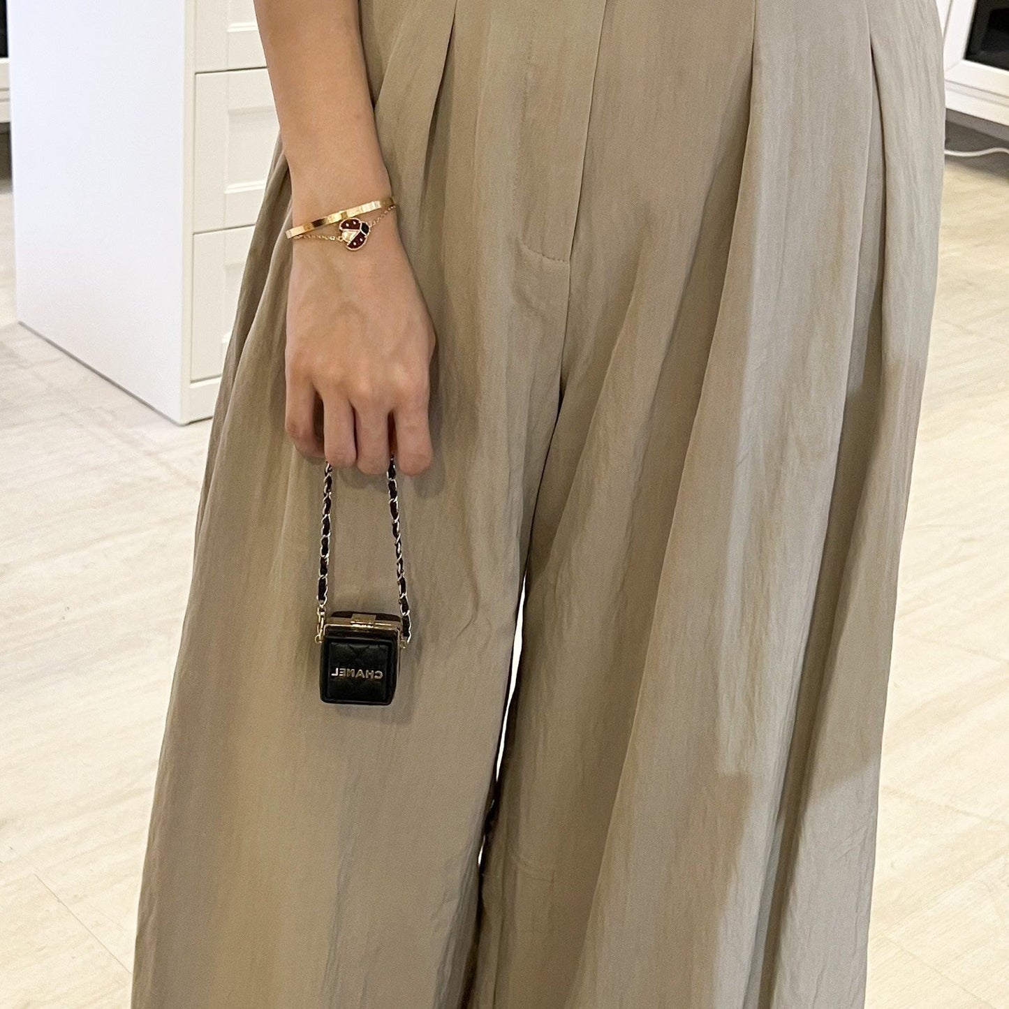 Chanel Cube Bag Charm in Black Lambskin and GHW