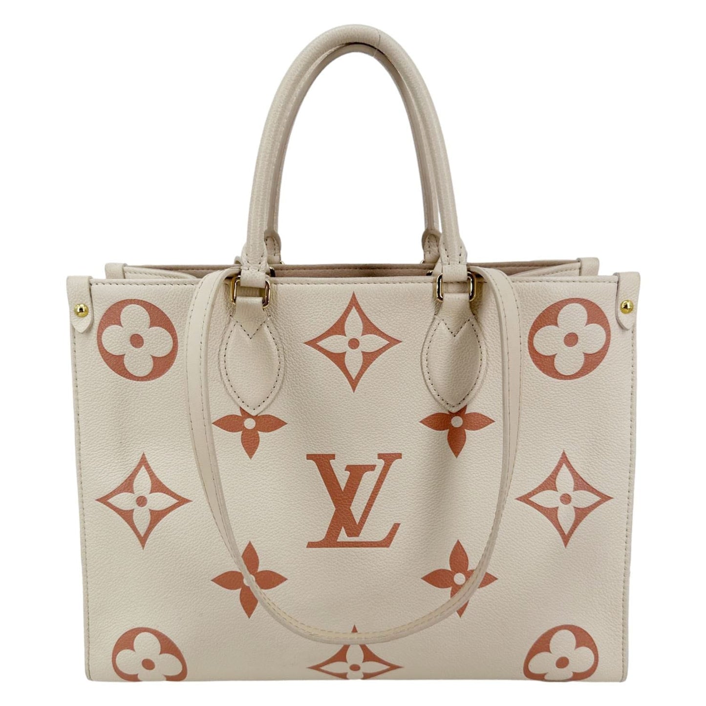 LOUIS VUITTON Onthego MM Giant Monogram Empreinte Leather Tote Bag Bicolor