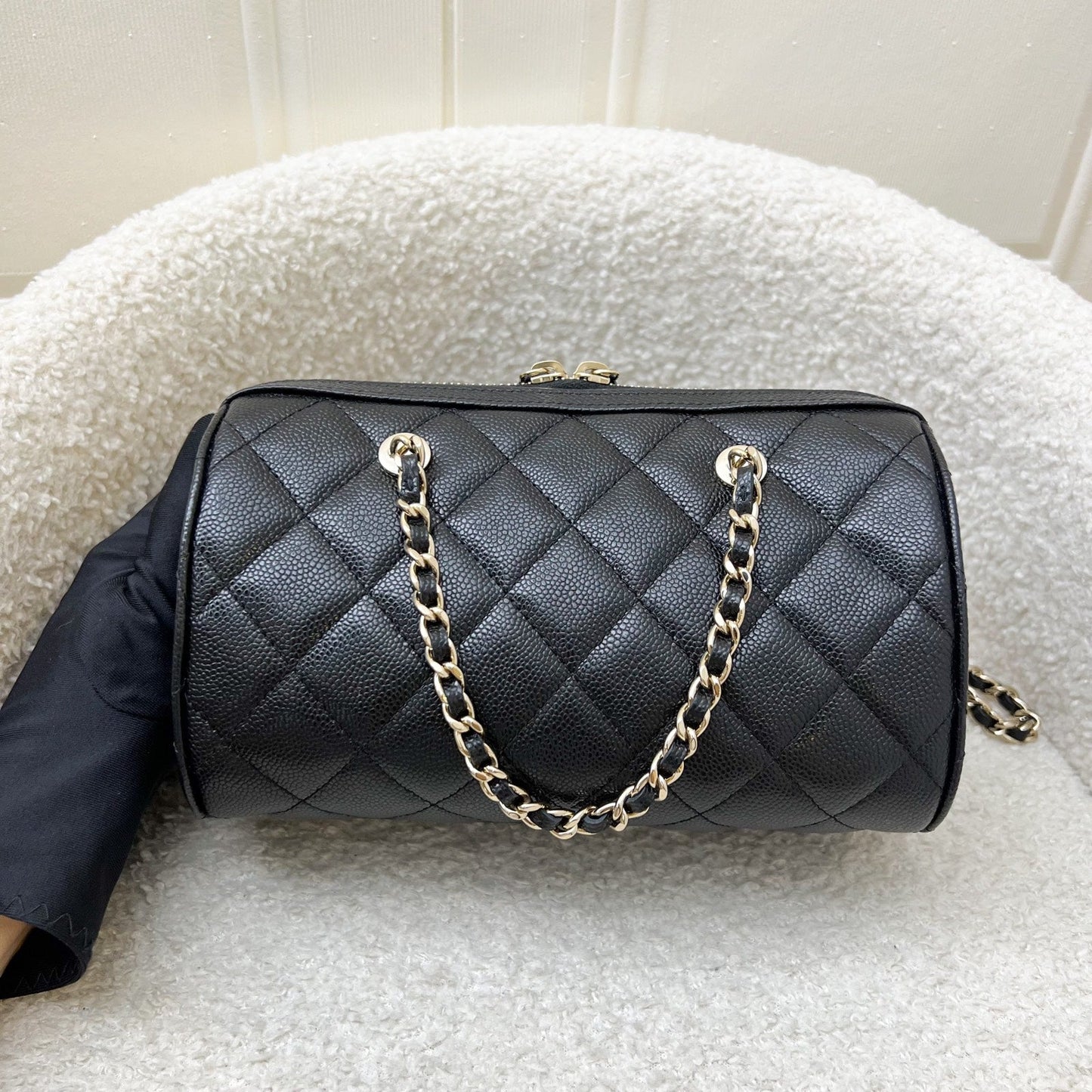 [Below Retail Deal!] Chanel 25P Bowling Bag in Black Caviar and LGHW (Model: AP4474)