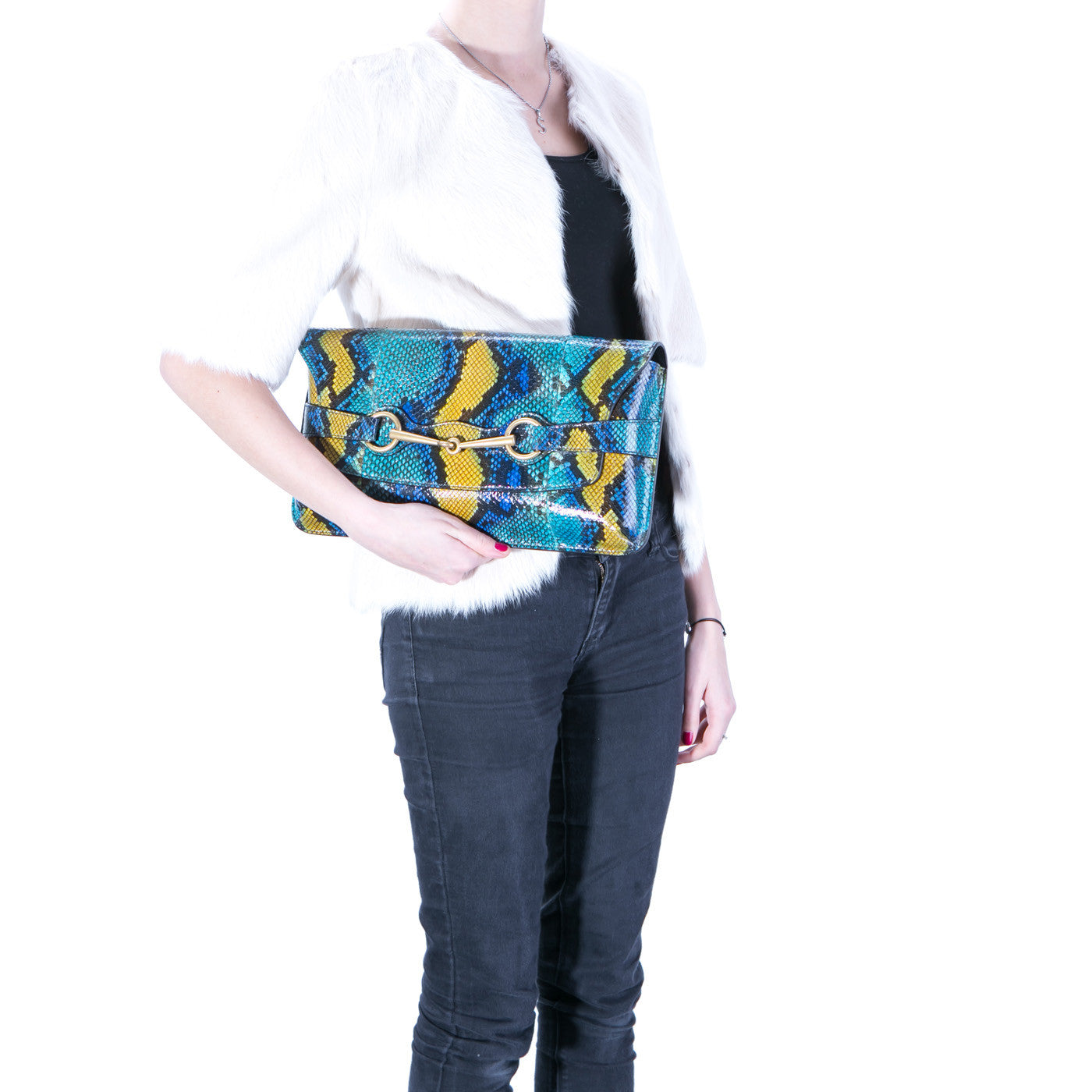 Gucci Bright Bit Python Clutch