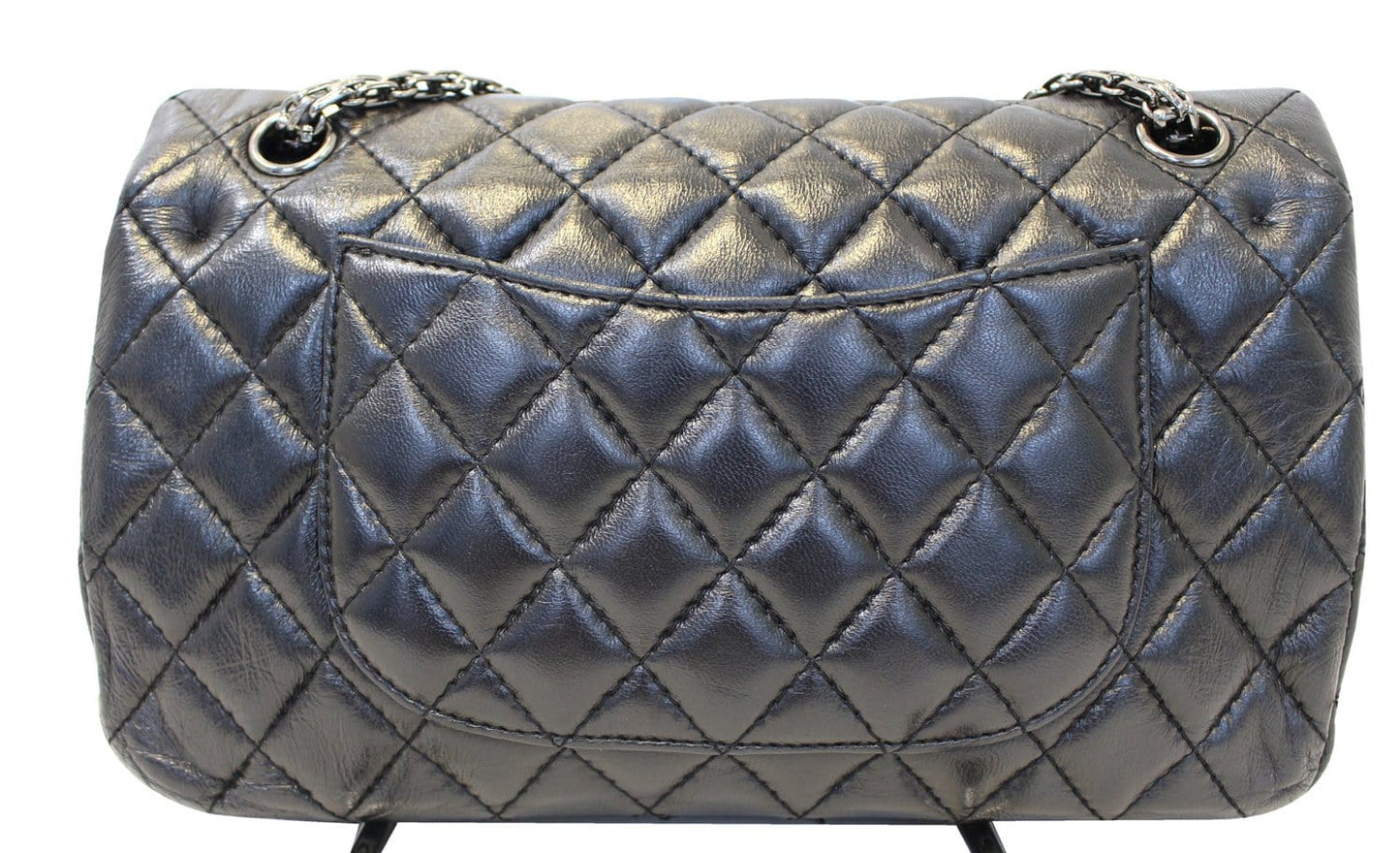 CHANEL Black Metallic Reissue 2.55 Leather Flap Bag
