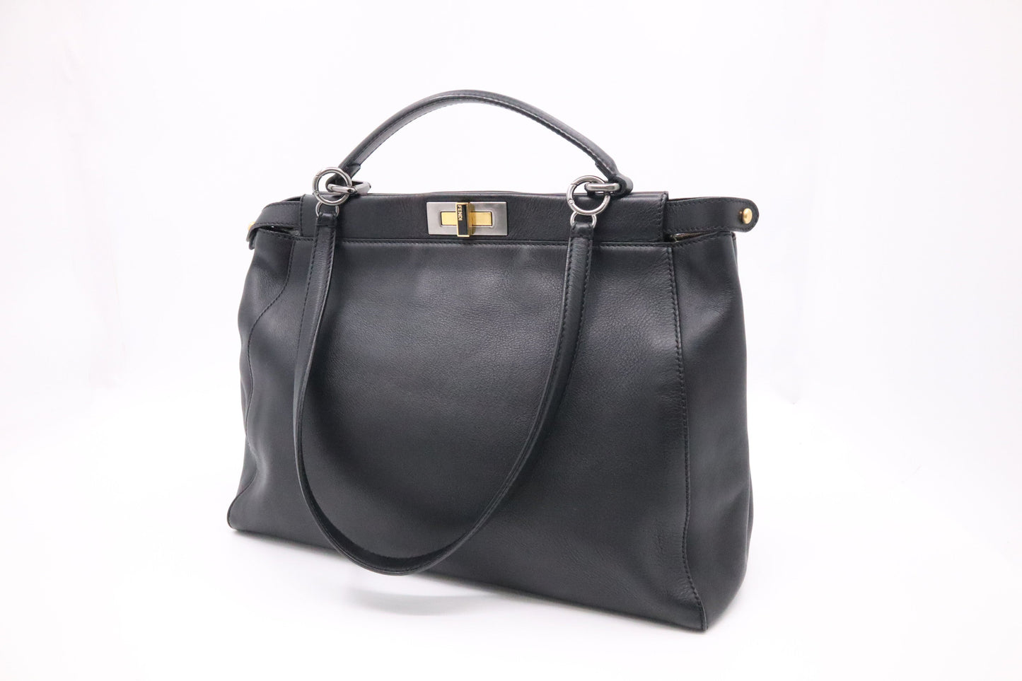 Fendi Medium Peekaboo Tote in Black Leather